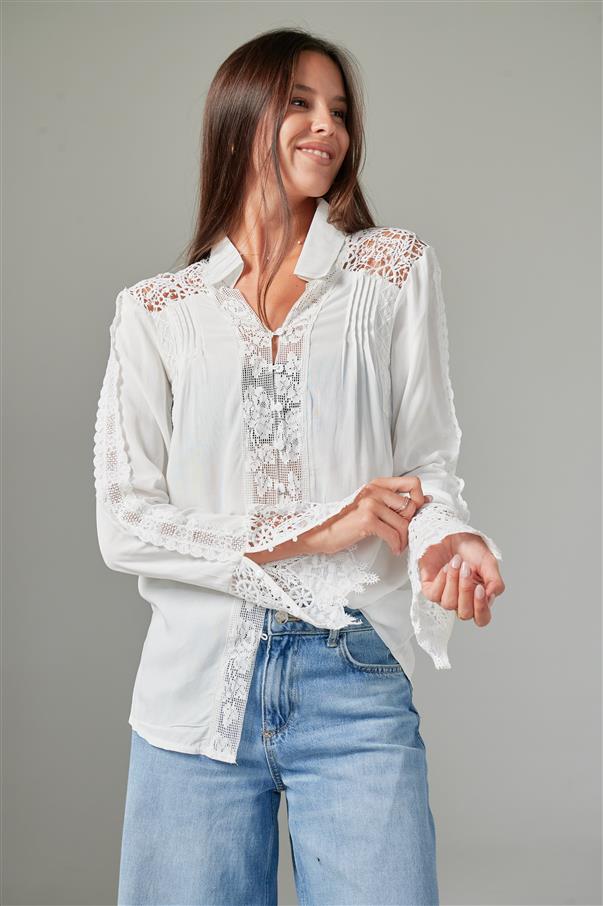 Camisa Zanett Broderie con Encaje